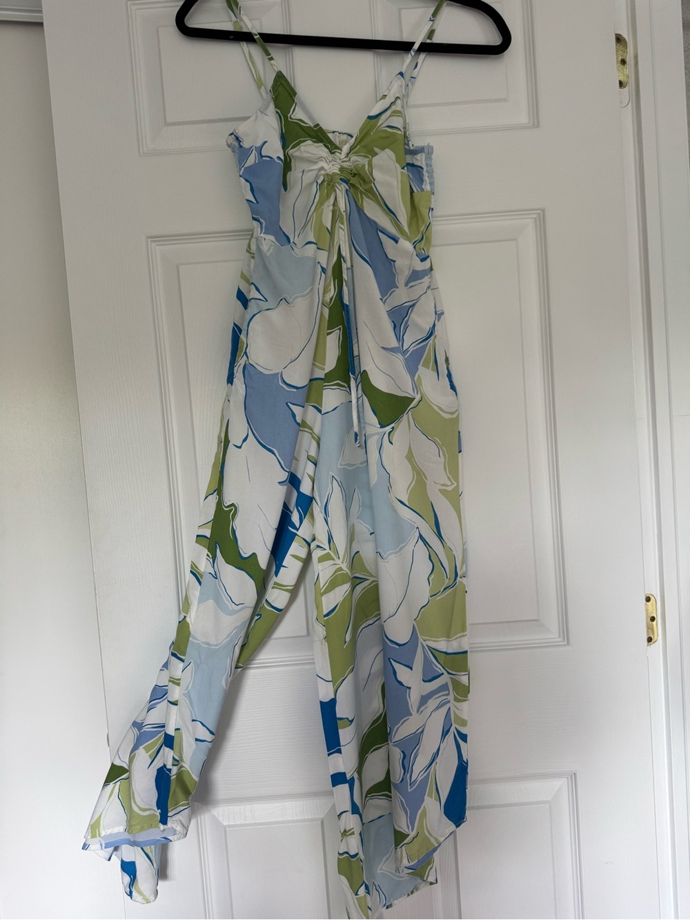 Japna Blue, Green & White Floral Wide-Leg Jumpsuit